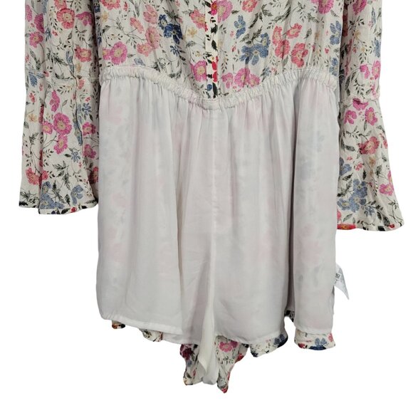 American Eagle Outfitters Size L Romper Floral Adjustable Neck Bell Sleeve Flowy - Picture 11 of 11